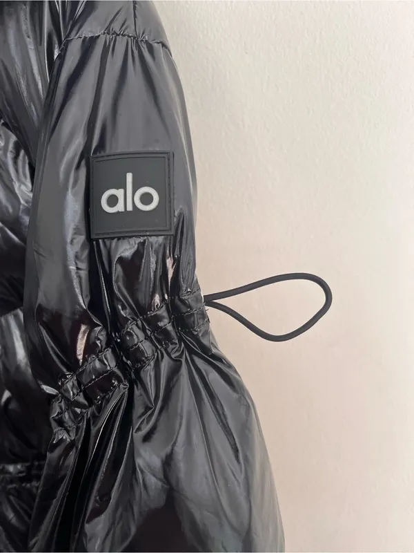 Alo Yoga Glossy Stunner Puffer Hooded Jacket Fall Coat Black Size XS - Image 7