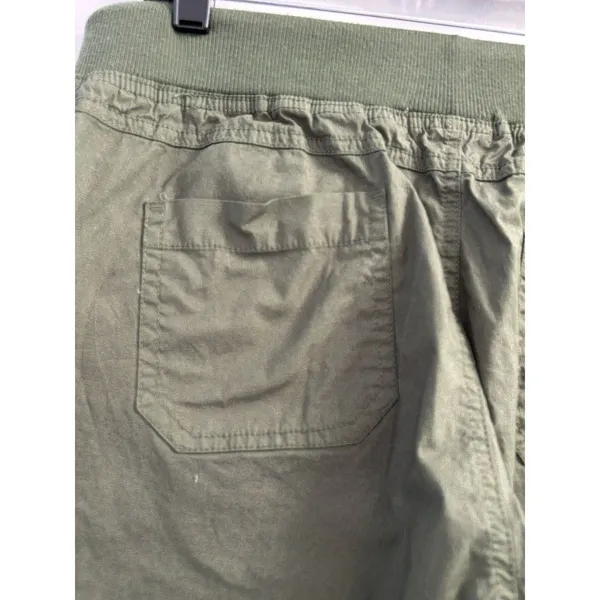 Palm Rio Womens Olive Green Floral Embroidered Cropped Jogger Pants Size M - Image 12