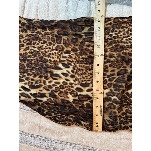 Womens Leopard Print Sheer Crinkle Scarf Brown Black Animal Pattern Lightweight - Image 3