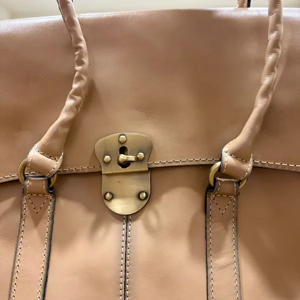 Patricia Nash Vienna Leather Satchel Bag - Tan (Immaculate Interior) - Image 8
