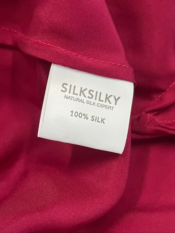 Women's 100% silk SilkSilky Satin A-Line Dress in Deep Magenta size L - Image 6