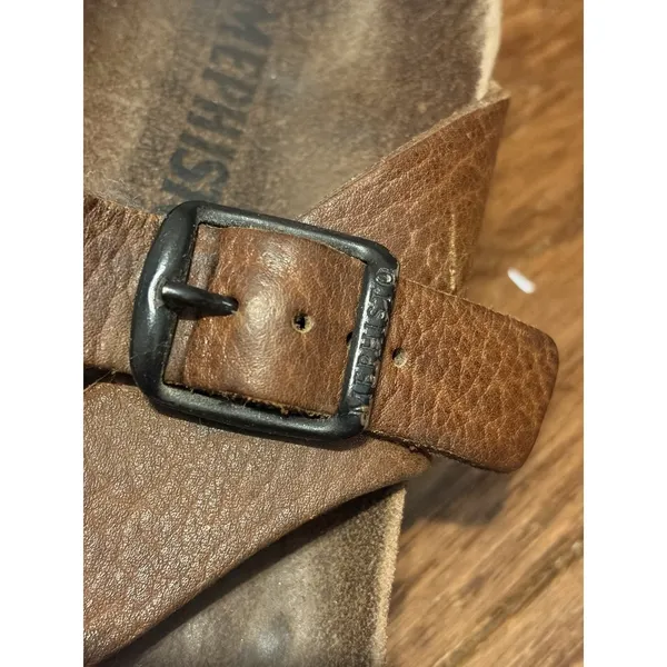 Mephisto Women Tan Leather Thong Buckle Cork‎ Footbed Sandals Size 38 - Image 8