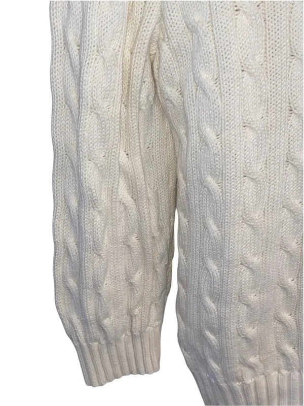 Vintage Ralph Lauren Cable Knit Turtleneck Sweater Ivory Cotton Coastal preppy - Image 5