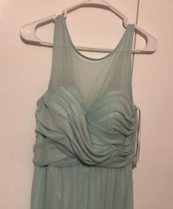 David’s Bridal Long Mint Mesh Bridesmaid Dress Size 12 - Image 3