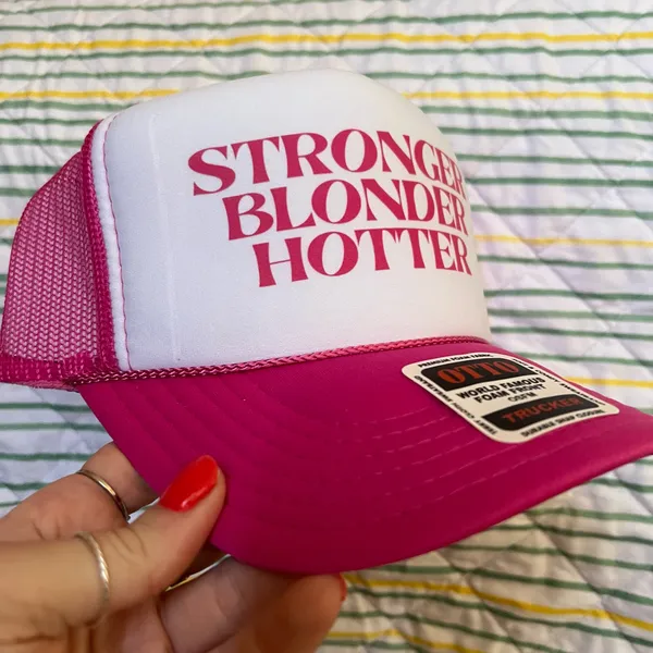 Stronger blonder hotter country trucker hat - Image 2