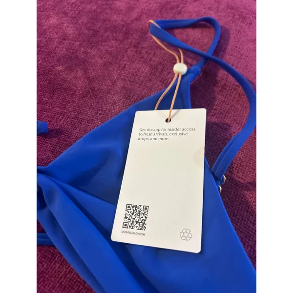 QUINCE Italian Knot Triangle Bikini Top SUSTAINABLE NWT Electric Blue Medium M - Image 6