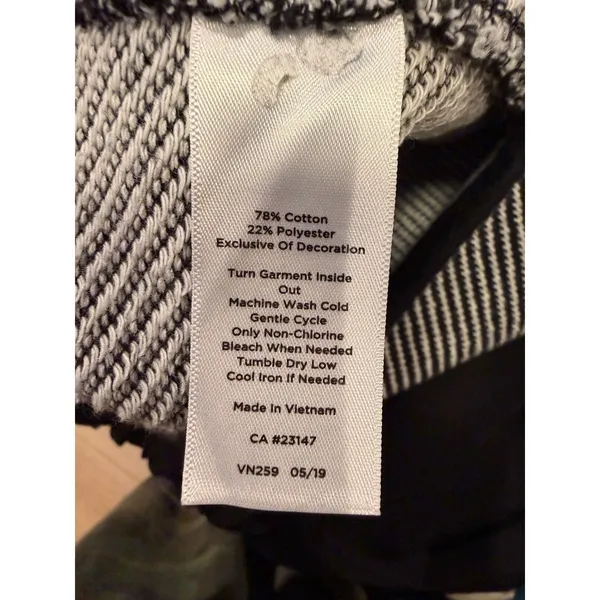 T By Talbots Full Zip Sleeveless Vest Black Striped Cotton Blend Size Small - Image 6