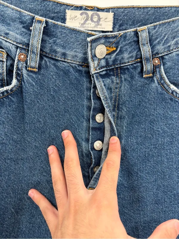 Free people we the free ripped distress blue straight leg denim jeans size 30 - Image 8