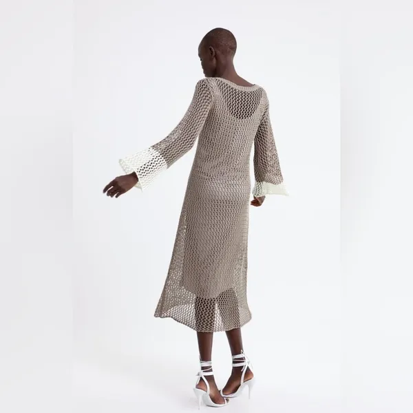 Zara Crochet Maxi Dress with Slip Size S - Image 3