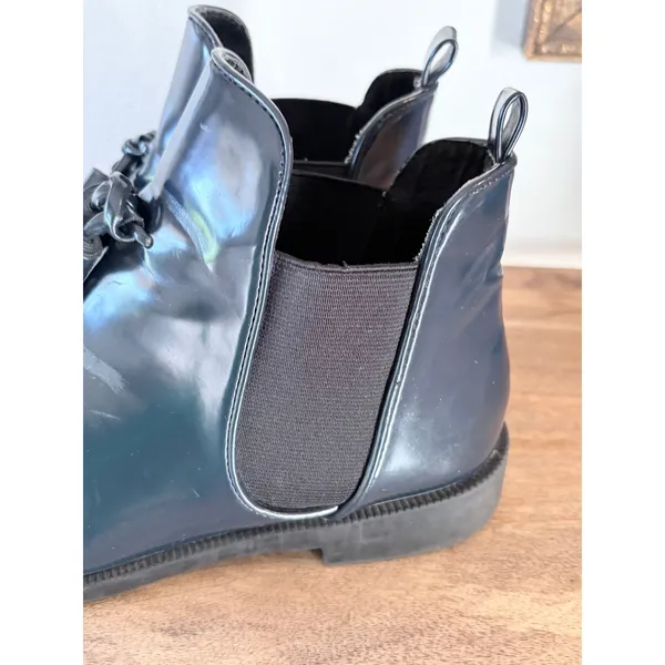 Zara Trafaluc Black‎ Leather Tassel Chelsea Ankle Boots 38 Preppy Coastal Rain - Image 10