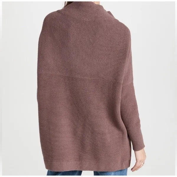 Free People Sweater Womens Small Raisin Purple Ottoman Slouchy Oversized Cowl - Image 3