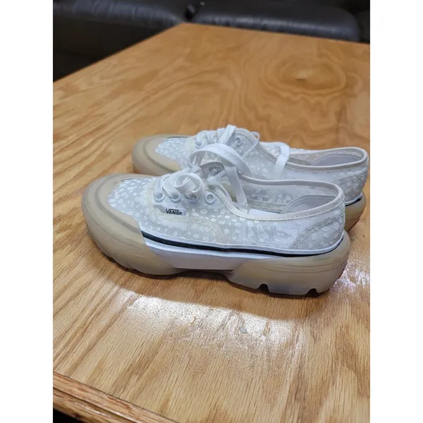 Vans Authentic Skate Athletic Shoes Women's 7.5 White Lace Up Modular Dots S10 - Image 4