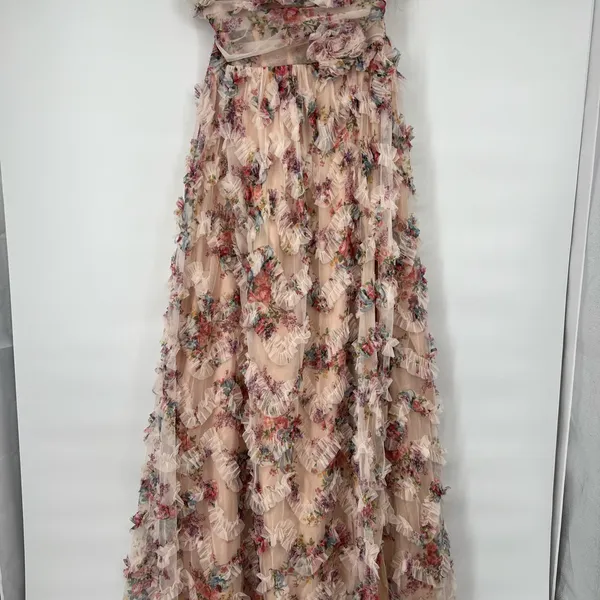 Floral Strapless Maxi Gown sheer lines lightweight - Image 14