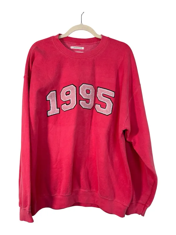 Anthropologie Pink 1995 Crewneck Sweatshirt Womens M Oversized Casual Athlesuire - Image 2