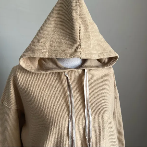 AERIE | Tan Textured Hoodie Sweatshirt Sz S - Image 3