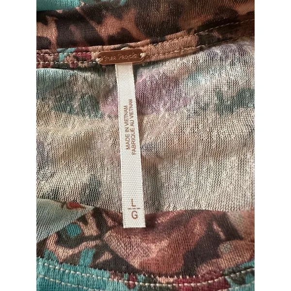 Free People Dainty Retro 90s Ariana Long Sleeve Ruched Top Taupe Combo Large - Image 9