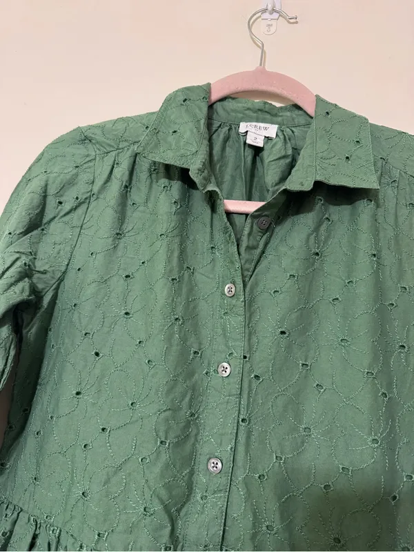 J.Crew green eyelet cotton mini shirtdress - Image 4