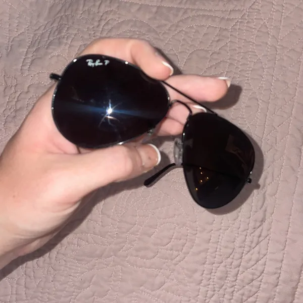 All Black Polarized Ray-Ban Aviators - Image 4