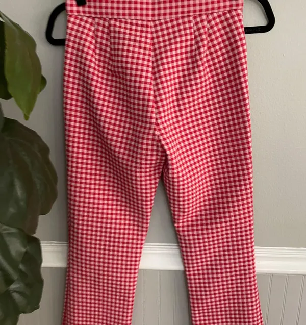 Zara NWT Red Pink Gingham Flare Cropped Pants - Image 10