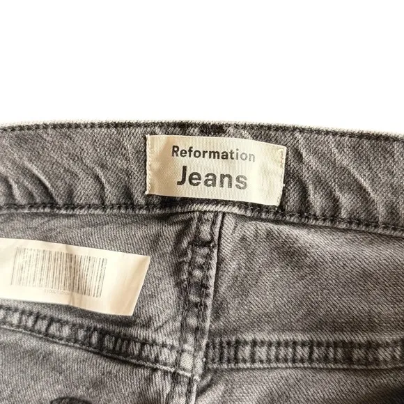 Reformation Slim Straight Leg Jeans Washed Black Denim Button Fly Size 25‎ - Image 6