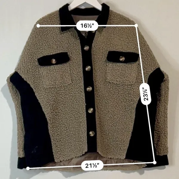 PROMESA Women's Contrast Button Down Sherpa Jacket Grey Black Size Medium FLAW - Image 7