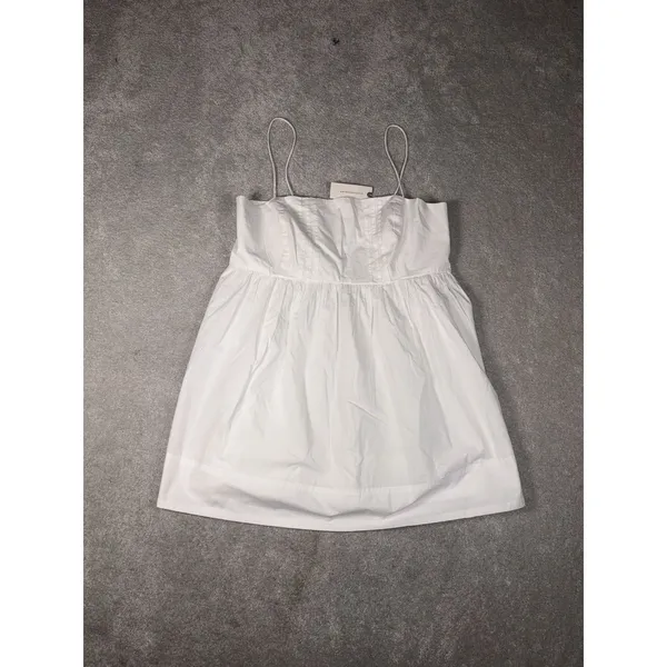 Anthropologie nwt maeve White Pintuck Smocked Babydoll Mini Dress Medium NWT Smocked - Image 6