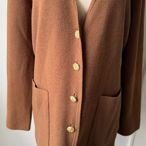 J. Crew Brown V-Neck Button Front Cardigan Sweater Blazer Merino Wool Blend - Image 5