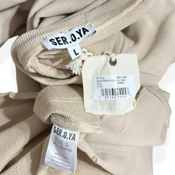 SER.O.YA. Elo Long Sleeve Fleece Sweater Dress, Camel, Large - Image 13
