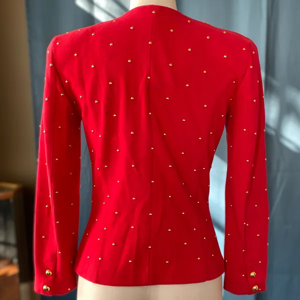Vintage 80s Gold Studded Red Jacket - Image 4