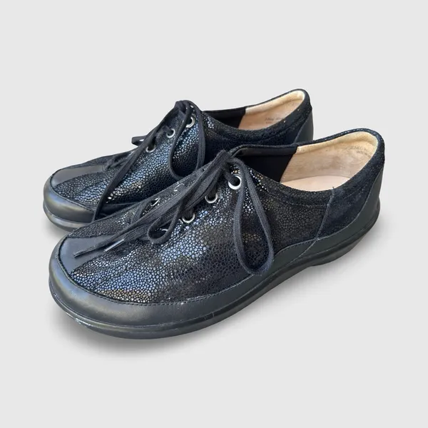 Ziera Alley 40W Black Textured Leather Lace Up Comfort Shoes Super Support - Image 2