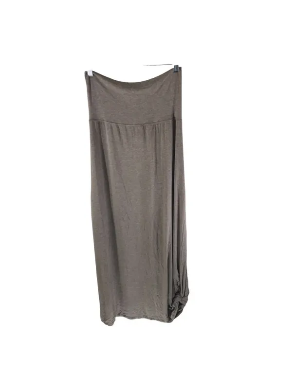 Max Studio Brown High Waist Foldover Maxi Skirt M Knit Long Flowy Knot Hem - Image 2
