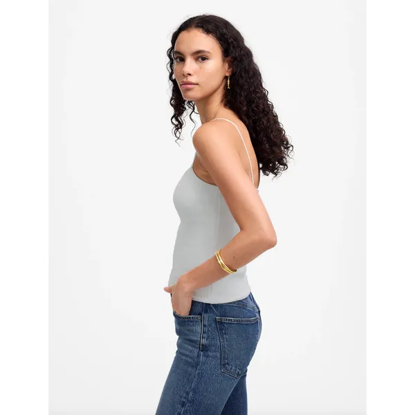 Madewell Squareneck Tank Top Spaghetti Straps Slim Stretch White Large NWT - Image 2