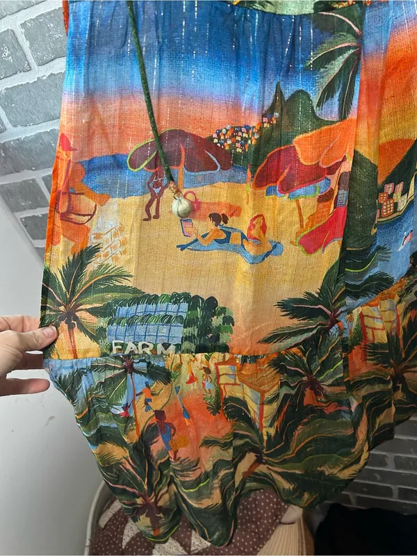 FARM Rio Carioca Cover Up Multicolor Tropical Maxi Swim Coverup Size XS SOLD OUT - Image 5
