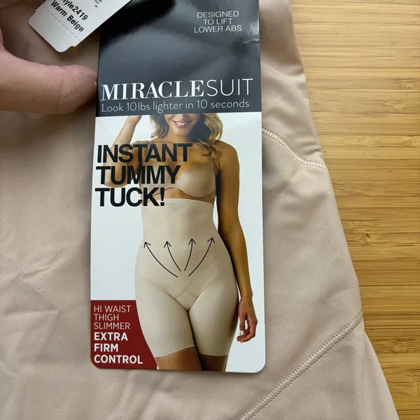 Miraclesuit Beige High Waist Tummy Tuck Thigh Slimmer Shapewear Small - Image 8