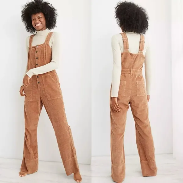 NWT Aerie Women's Corduroy Kick Flare Overalls Size‎ S - Image 2