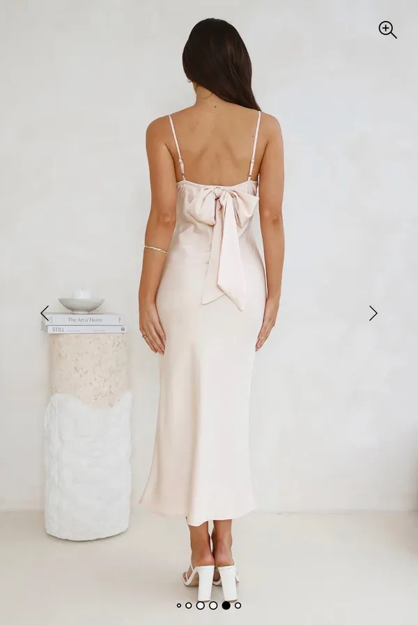 Hello Molly SOPHISTICATED SATIN SLIP MIDI DRESS CHAMPAGNE - Image 2