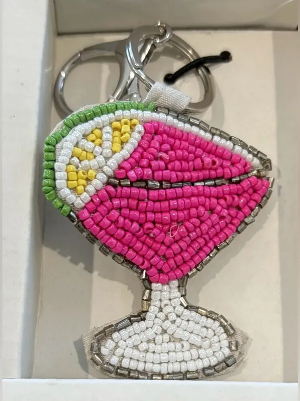 Rachel Zoe Silver Viral Beaded Martini Coin Purse Card Case & Charm Gift Set - Image 3