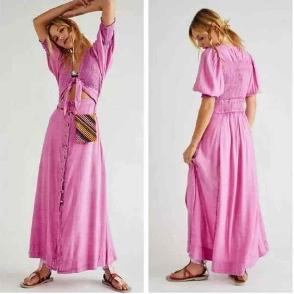 Free People Dress String Of Hearts Maxi Dress Pink‎ XS NWT - Image 2