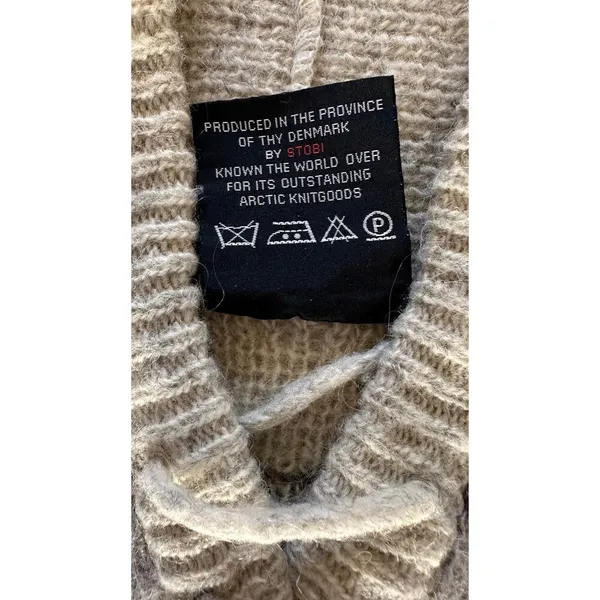 Vintage STOBI Knit Fleece Denmark Nordic Sweater cream Size S Pullover 100% wool - Image 8