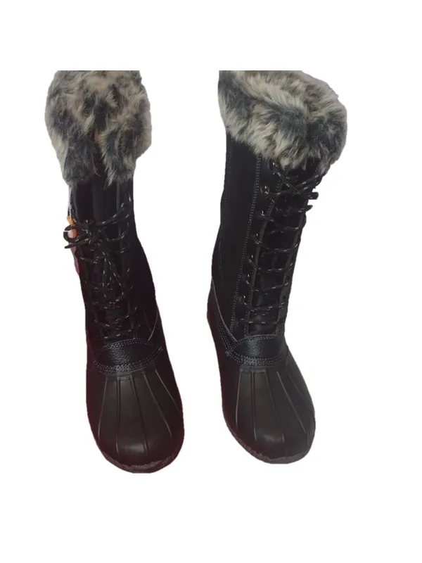Sporto leather faux fur and man made materials duck boot tall size 8.5 - Image 2
