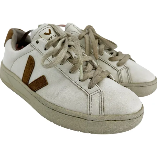 Veja Urca CWL Sneakers Low Top Lace Up Logo Leather Rubber White Camel Tan 7 - Image 2