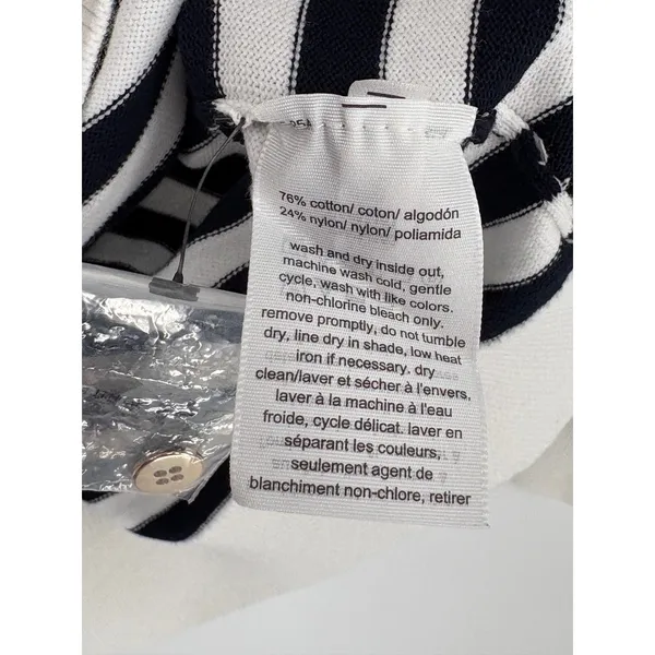 Tommy Hilfiger Turtleneck Sweater Large Striped Metallic White Gold Coastal Prep - Image 8