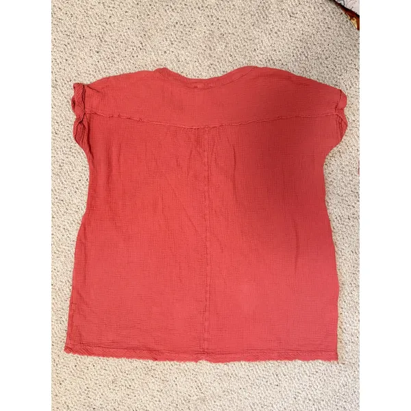 Boho Cotton Gauze Babydoll Dress Rust Coral Earthy Cottagecore Pockets 1X Entro - Image 8