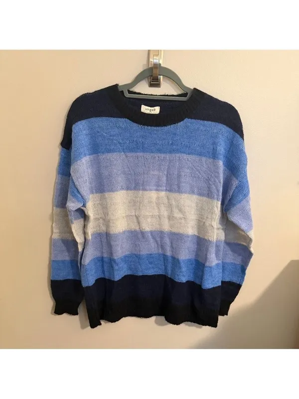 Umgee Blue and Black Striped Sweater - Image 2