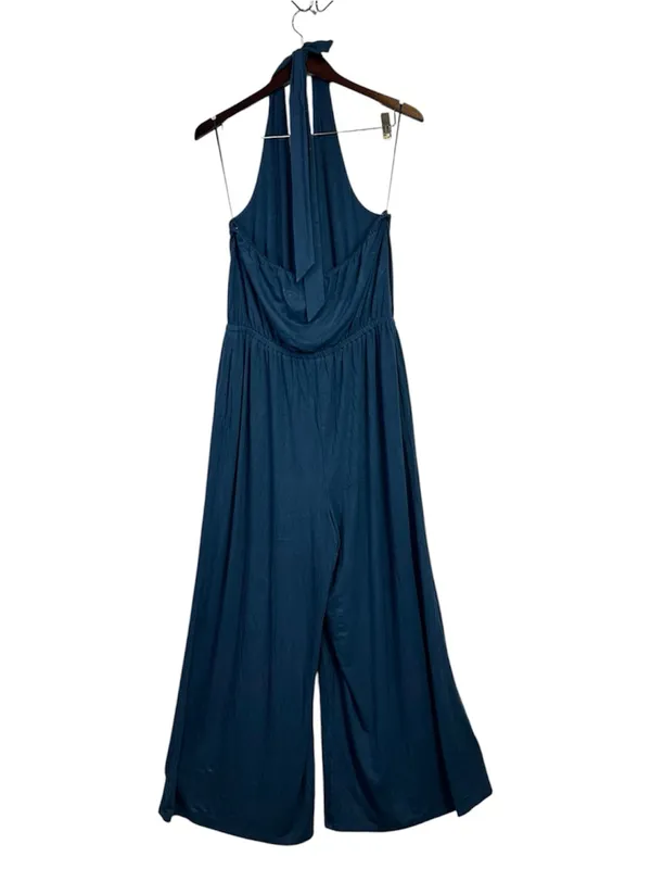 Old Navy Waist-Defined Halter Minimalist Wide Leg Relaxed Fit Jumpsuit Size L - Image 4
