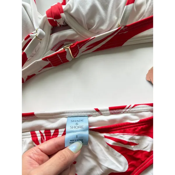 Shade & Shore Red White Floral‎ Underwire Bikini Set 32B Small NWT - Image 5