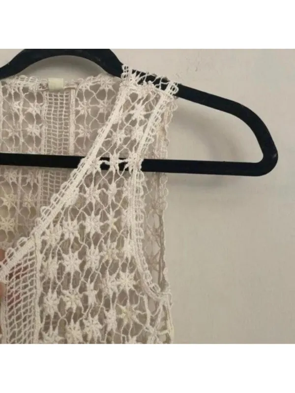 It’s Our Time Cream Boho Festival Prairie Western Crochet Fringe Bottom - Image 2