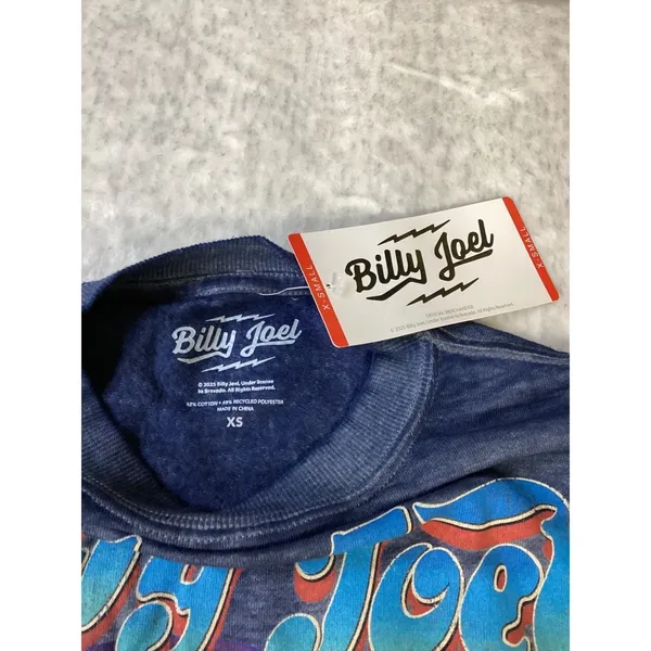 Billy Joel Piano Man‎ Graphic Sweatshirt Powder Blue Burnout Wash XS… - Image 3