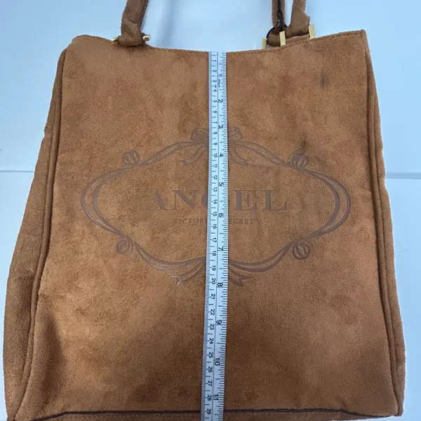 Victoria's Secret Angel Brown Faux Suede‎ Tote Bag Trellis Lining Vintage Y2k - Image 15