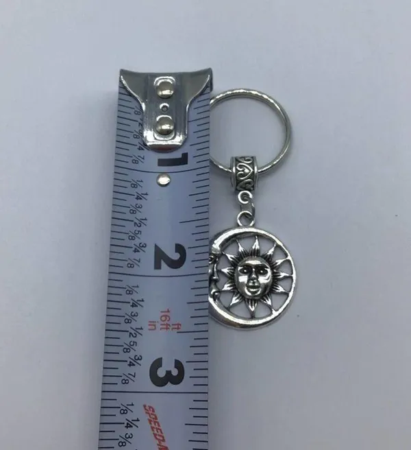New sun and moon silver or gray dangle keychain - Image 3